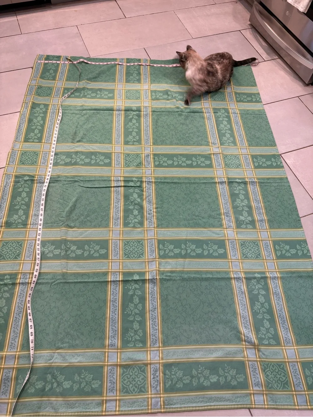 Green Plaid Floral Tablecloth